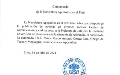 ANUNCIAN LA LLEGADA DE VISITADOR APOSTÓLICO PARA VERIFICAR SITUACION DEL OBISPO DE JULI