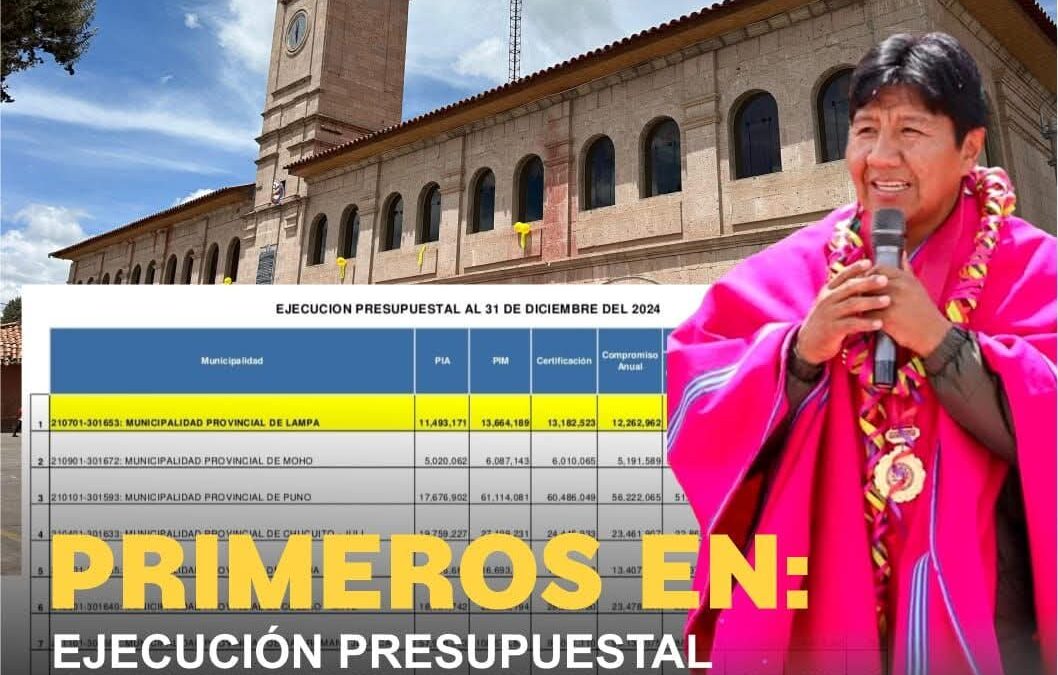 EN EJECUCIÓN PRESUPUESTAL LAMPA CON 86.9 % ESTÁ EN PRIMER LUGAR