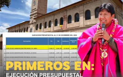 EN EJECUCIÓN PRESUPUESTAL LAMPA CON 86.9 % ESTÁ EN PRIMER LUGAR