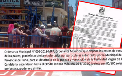 COSTO DE BUTACAS EN LA PARADA NO DEBERÁ PASAR DE S/30. MUNICIPIO DE PUNO ADVIERTE QUE REVOCARÁN AUTORIZACIONES EN CASO DE INCUMPLIMIENTO DE COMPROMISOS