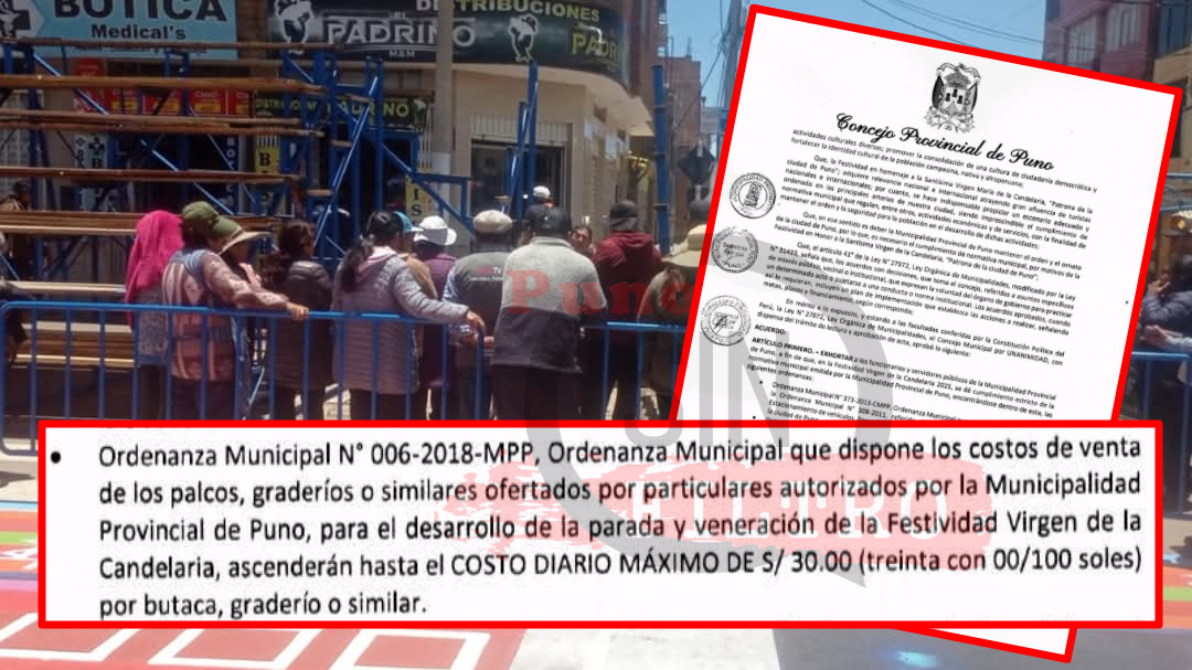 COSTO DE BUTACAS EN LA PARADA NO DEBERÁ PASAR DE S/30. MUNICIPIO DE PUNO ADVIERTE QUE REVOCARÁN AUTORIZACIONES EN CASO DE INCUMPLIMIENTO DE COMPROMISOS