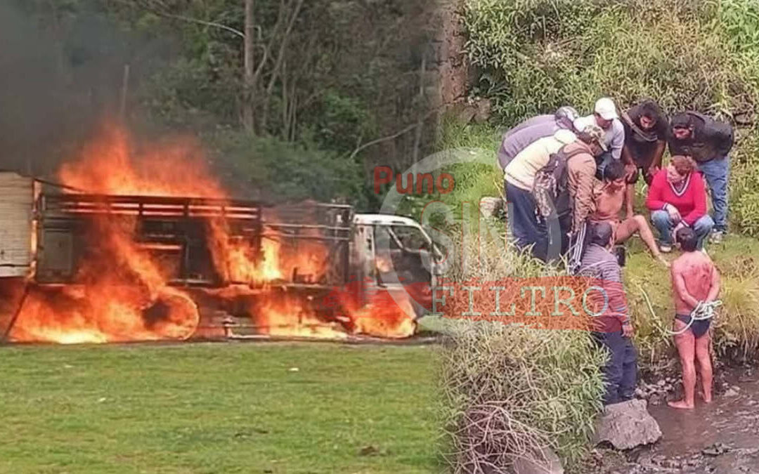 CAPTURAN ABIGEOS Y LOS OBLIGAN A QUEMAR SU CAMION EN CUSCO