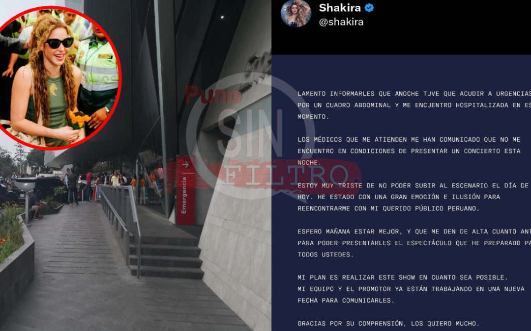 SHAKIRA CANCELÓ CONCIERTO DE HOY EN LIMA POR MAL ESTOMACAL