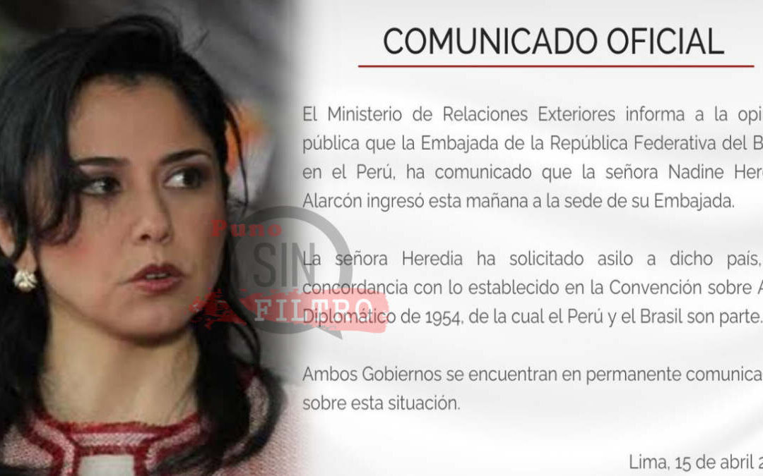 NADINE HEREDIA FUE A BUSCAR ASILO EN LA EMBAJADA DE BRASIL, TRAS LA SENTENCIA JUDICIAL POR LAVADO DE ACTIVOS