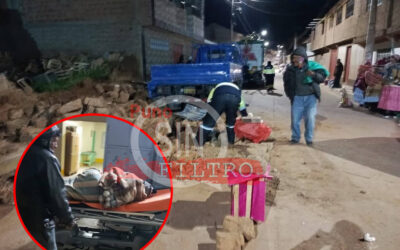 MURO DE ADOBE CEDIÓ Y APLASTÓ A COMERCIANTE. MUJER FUE EVACUADA AL HOSPITAL