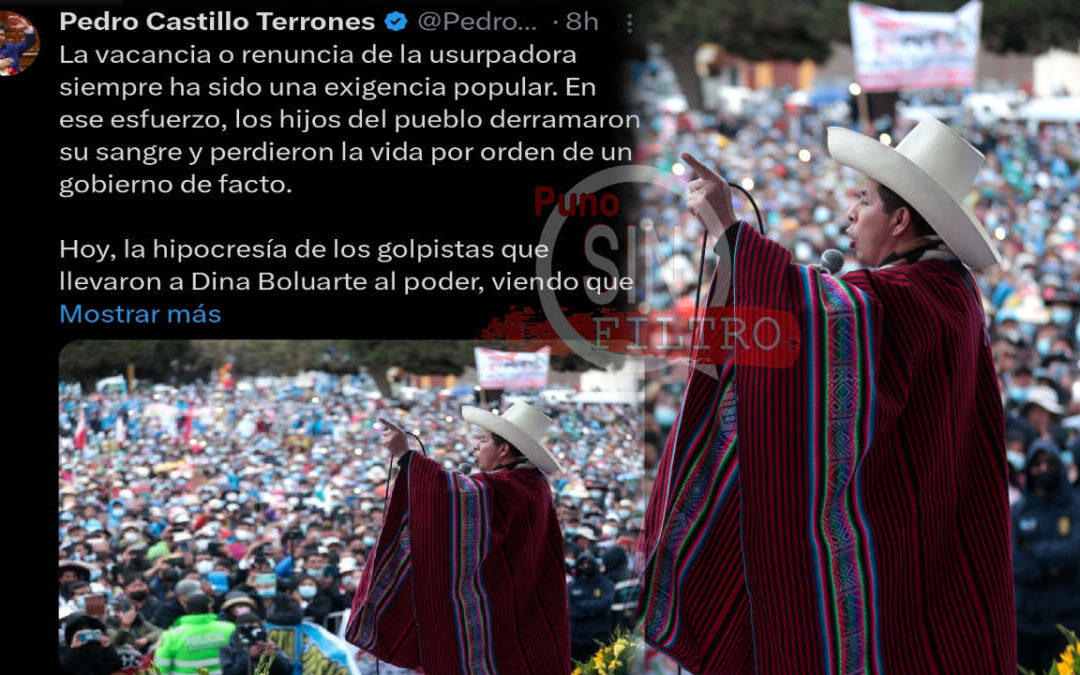 PEDRO CASTILLO SE PRONUNCIA EN LA VACANCIA O POSIBLE RENUNCIA DE DINA BOLUARTE Y LLAMA A CONTINUAR LA LUCHA POPULAR