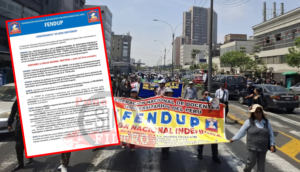 EN MEDIO DE DESACUERDOS, FENDUP ANUNCIÓ LA SUSPENCIÓN DE LA HUELGA DE DOCENTES UNIVERSITARIOS, TRAS INCREMENTO DE S/700