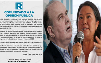 COMUNICADO DEL PARTIDO POLÍTICO «RENOVACIÓN POPULAR» CONFIRMA EL PACTO MAFIOSO CON FUERZA POPULAR