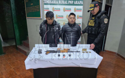 AZÁNGARO: POLICÍA DETIENE A DOS SUJETOS QUE TRASLADABAN ARMAMENTO Y MUNICIONES EN ARAPA