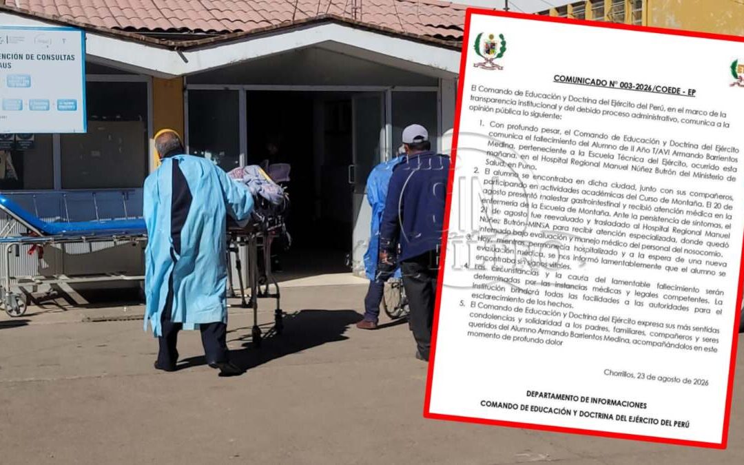 PUNO: INVESTIGAN FALLECIMIENTO DE ALUMNO DE LA ESCUELA TÉCNICA DEL EJÉRCITO EN EL HOSPITAL MANUEL NÚÑEZ BUTRÓN